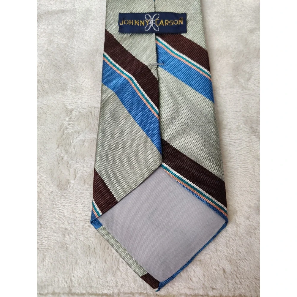 Vintage Johnny Carson Tie Striped Designer All Silk 3.5